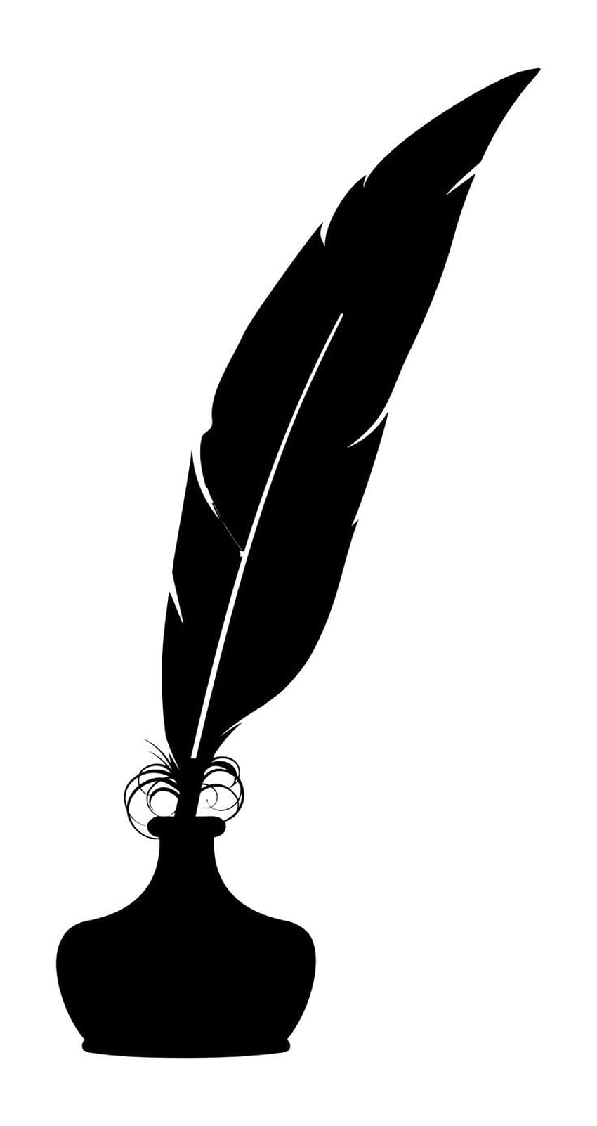 Feather Quill And Inkwell Silhouette Clip Art, feather pen HD phone wallpaper