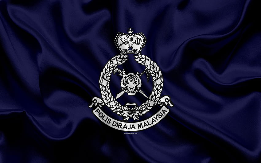 Royal Malaysian Police, blue silk, police flag computer HD wallpaper