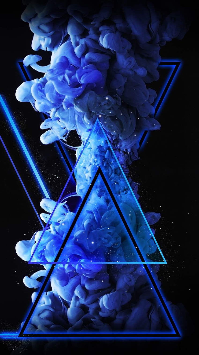 Blue Triangle Neon Smoke Bomb, iphone smoke HD phone wallpaper