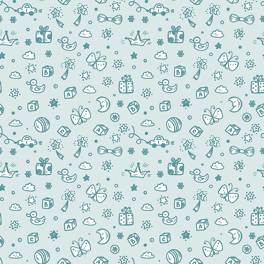 Vector Seamless Pattern With Doodle Toys Kids Backgrounds, kids toys HD phone wallpaper