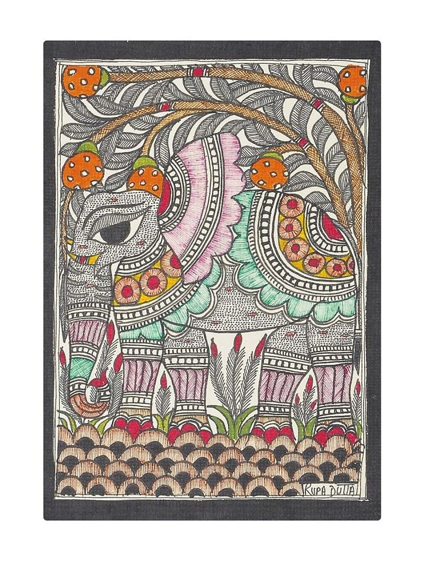 Buy Elephant Madhubani Painting Online, madhubani art HD phone wallpaper