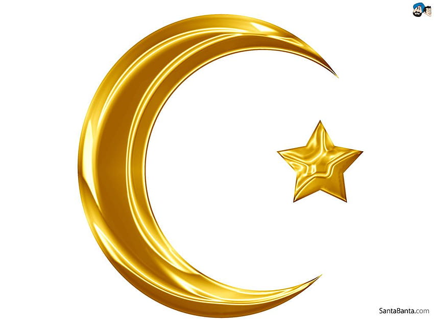 Estrella y media luna, logotipo islámico fondo de pantalla
