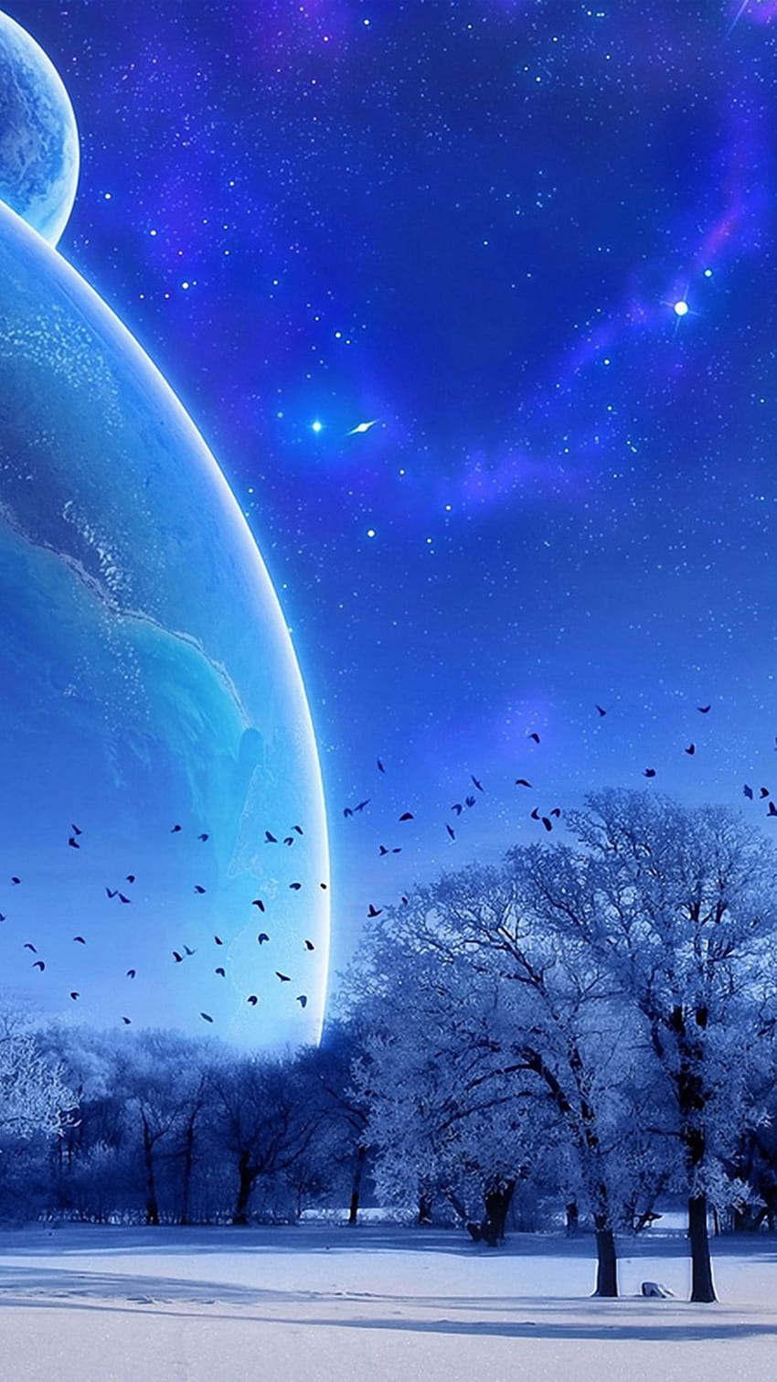Fantasy Winter Skyscape Space View iPhone 6, winter fanasy HD phone wallpaper