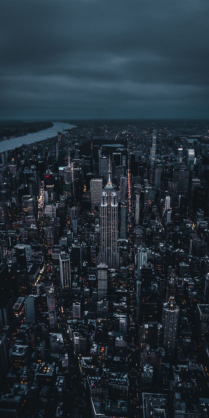 ニューヨーク、暗い、夜、都市、空撮、1080x2160、暗いヴィンテージの美的都市 HD電話の壁紙