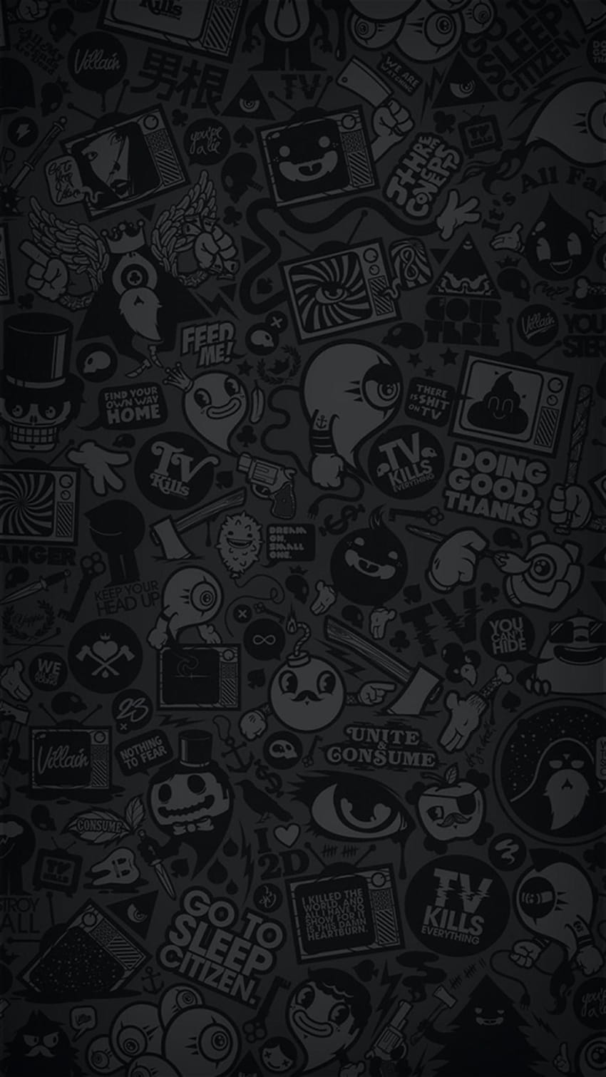 Black and White Graffiti, cartoon android black HD phone wallpaper