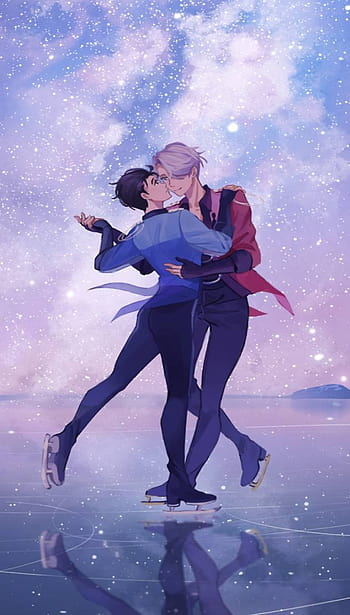 Yuri On Ice, beijo, casal, gelo, HD phone wallpaper