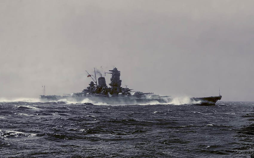 日本の戦艦大和と背景、 高画質の壁紙