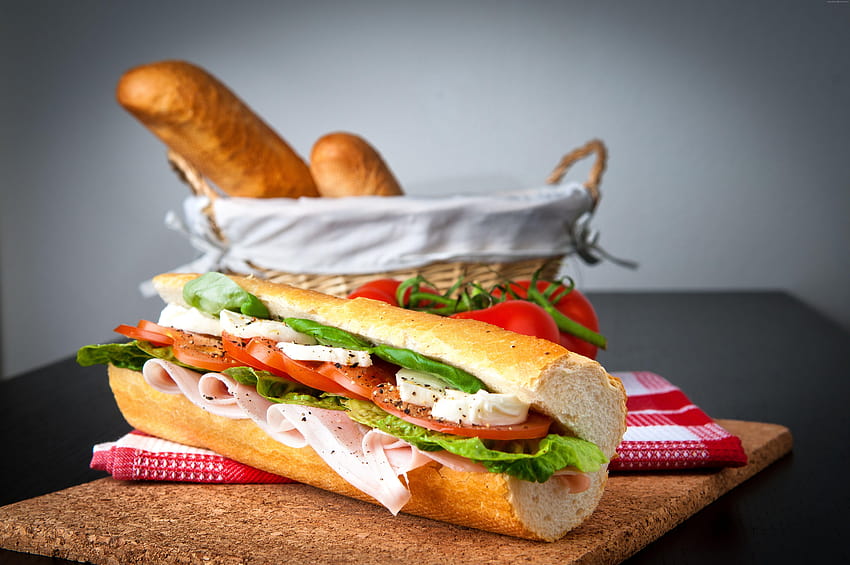 panini, ham, cheese, salad, bread baske, Food, garlic bread HD wallpaper