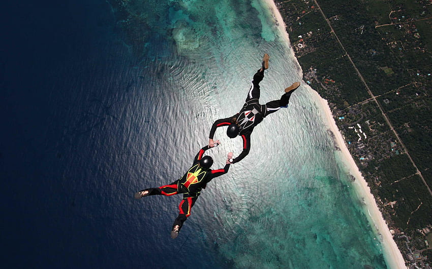 Skydiving Skydivers Parachuting Stunt Ocean HD wallpaper | Pxfuel