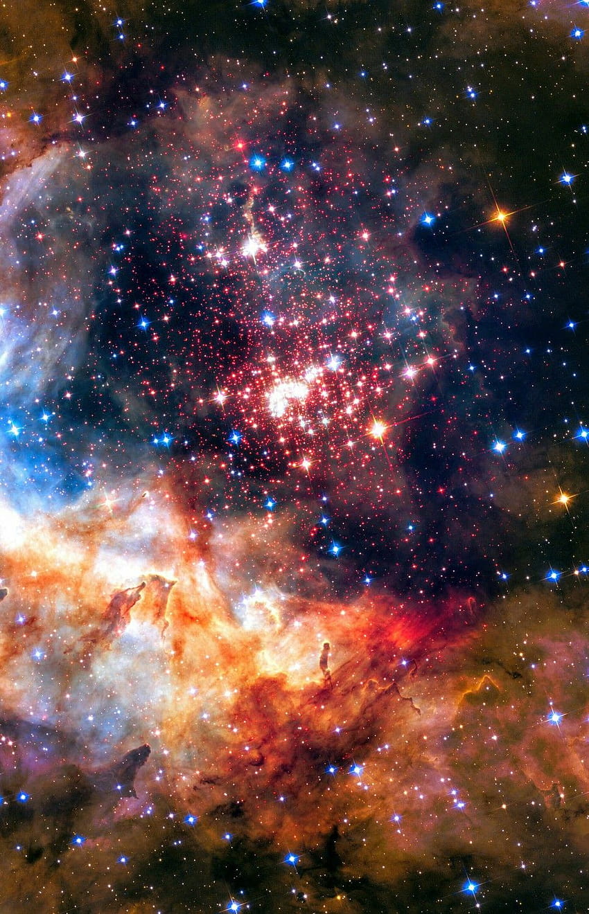 Cúmulo Westerlund 2 tomado por Hubble, cúmulo estelar fondo de pantalla del teléfono