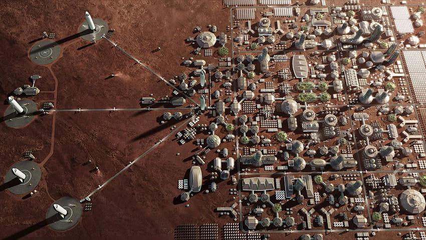 火星基地、火星コロニー、スペース X、宇宙、宇宙植民地化 高画質の壁紙