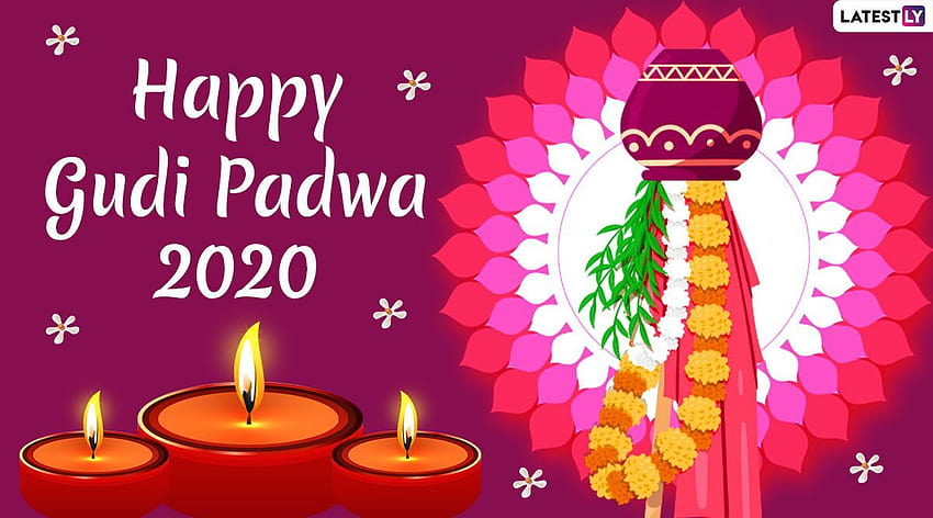 Gudi Padwa e on-line: desejo feliz ano novo Marathi 2020 com adesivos do WhatsApp e saudações GIF papel de parede HD