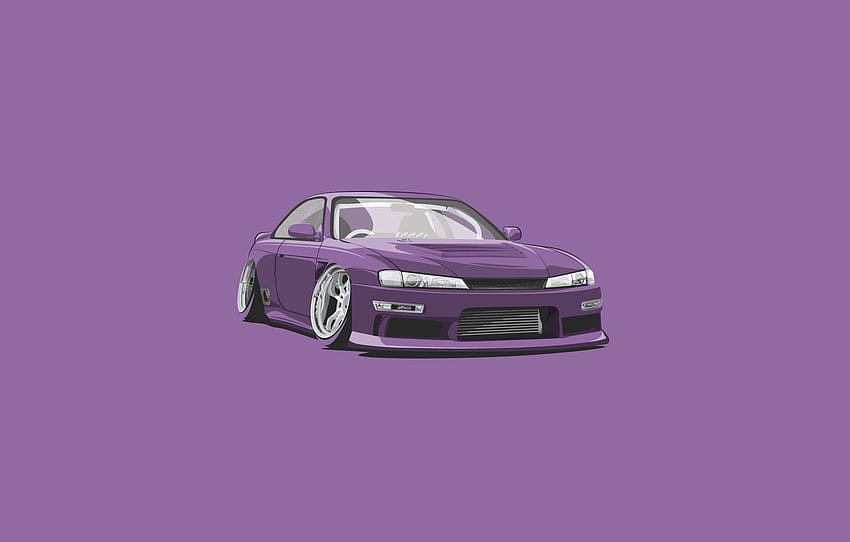 S15, Silvia, Nissan, Car, Purple, Minimalistic , section минимализм, minimalist car HD wallpaper