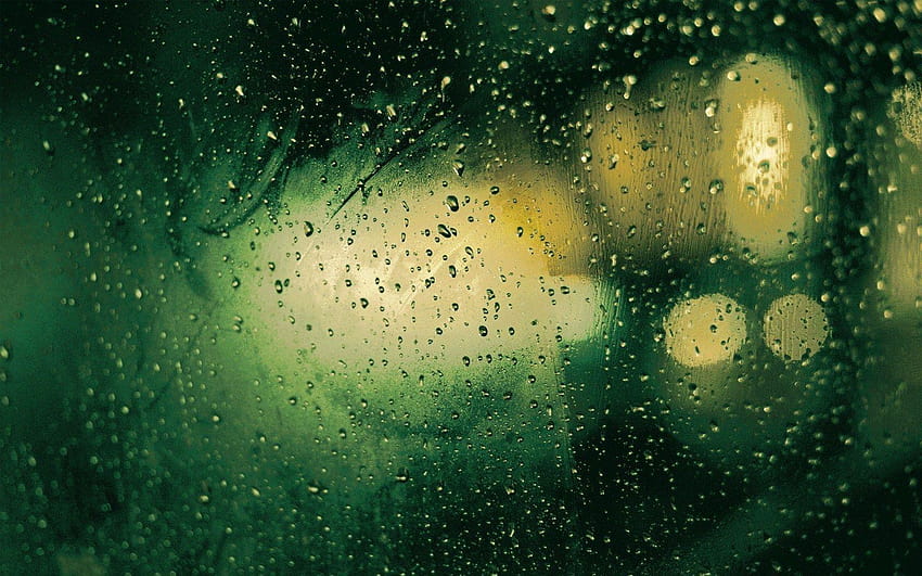 Window Rain Drops Night Lights, rainy window HD wallpaper