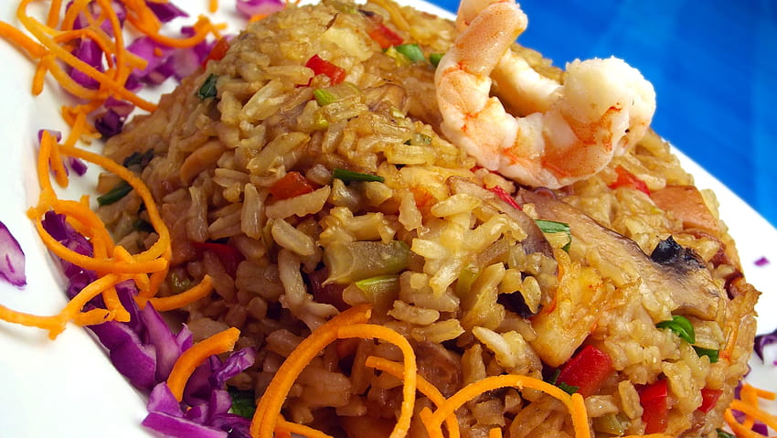 fried rice with beans toppings, fried rice stall HD wallpaper