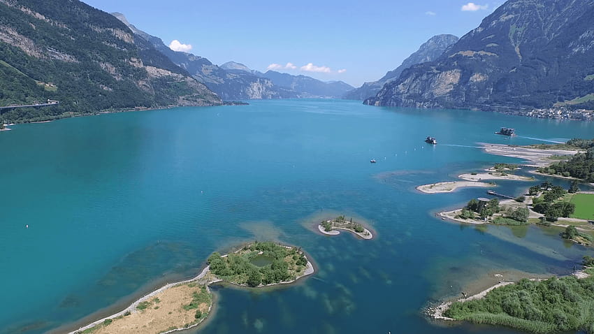 Aerial Footage: Lake Lucerne, Central Switzerland, U Stock HD wallpaper