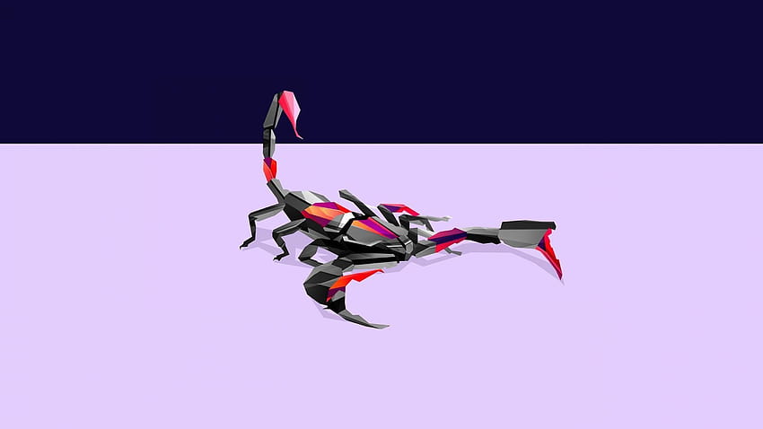 Justin Maller abstrakcyjne zwierzęta sztuka cyfrowa skorpiony, sztuka skorpionów Tapeta HD