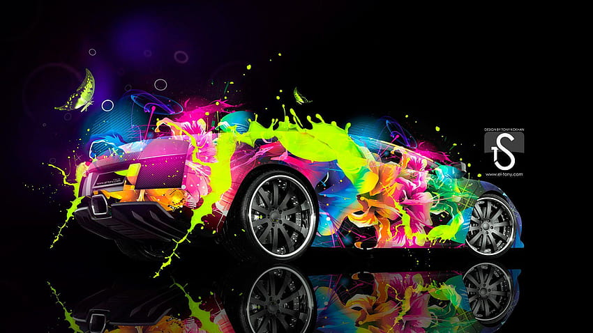 Audi R Front Super Fire Flame Abstract Car Pink Violet Black Colors, fire cars HD тапет