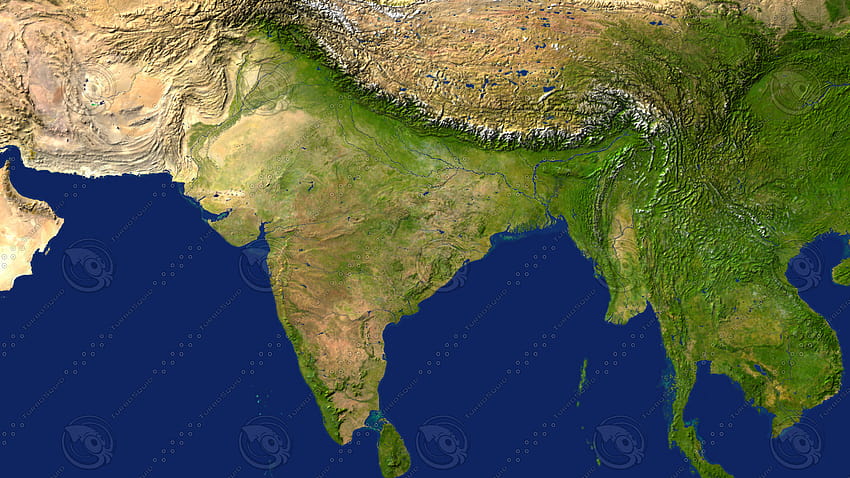 Mapa 3d de la India, mapa del río india fondo de pantalla