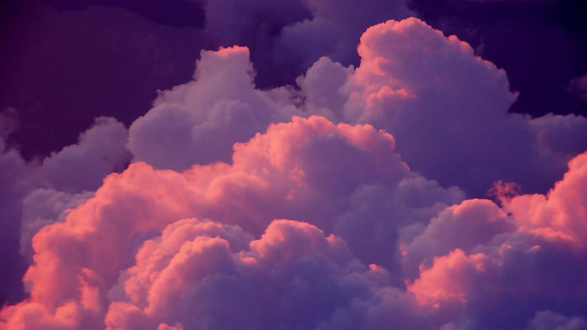 Nuvens cor de rosa, nuvem larga estética papel de parede HD