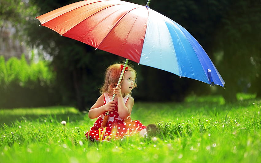 umbrellas, colors, children ::, spring for children HD wallpaper