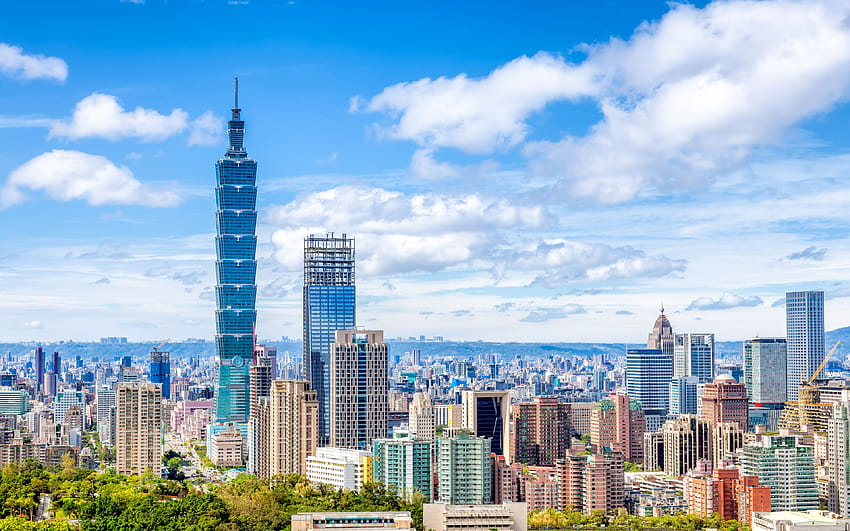 Taipei 101, pejzaże miejskie, Tajwan, Azja, Taipei World Financial Center, Chiny, Taipei z rozdzielczością 3840x2400. Wysoka jakość Tapeta HD