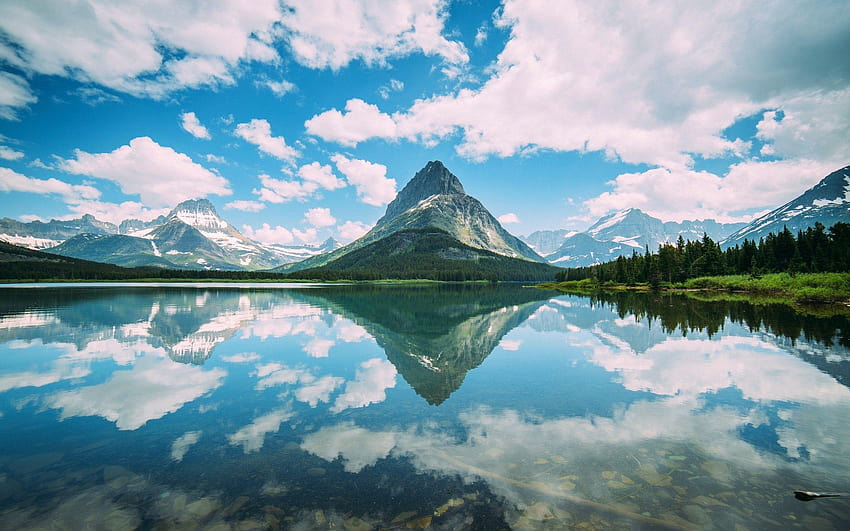 natura, Paesaggio, Montagna, Glacier National Park, Montana, Lago Sfondo HD