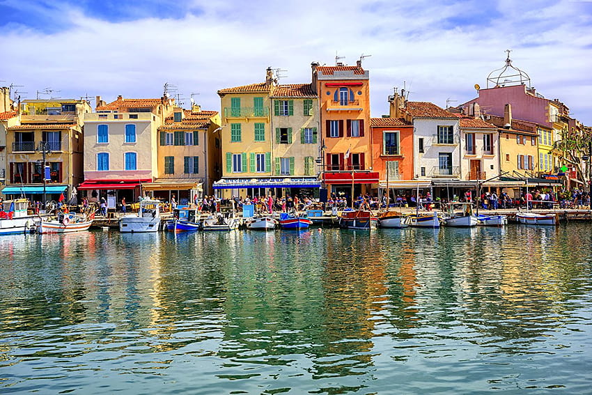 Provence France Cassis Boats Rivers Cities Houses HD wallpaper