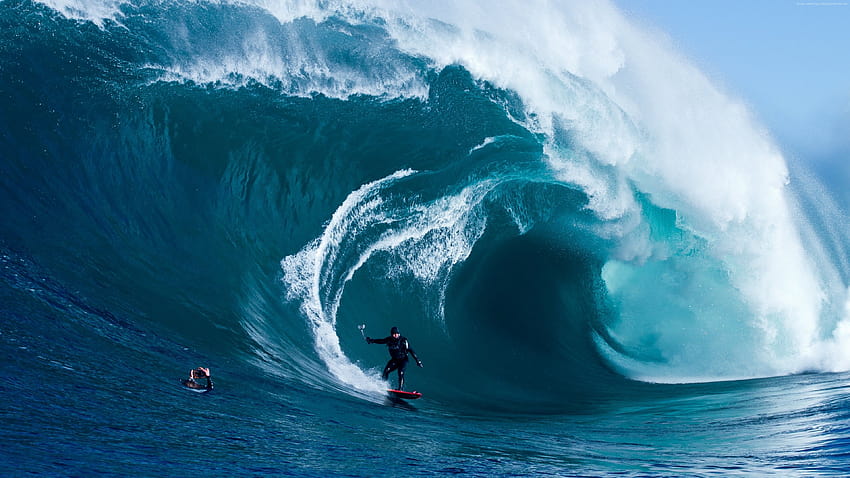 Surfing, mężczyzna, sport, ocean, fala, Sport http://www. tył/sport/, duże fale Tapeta HD