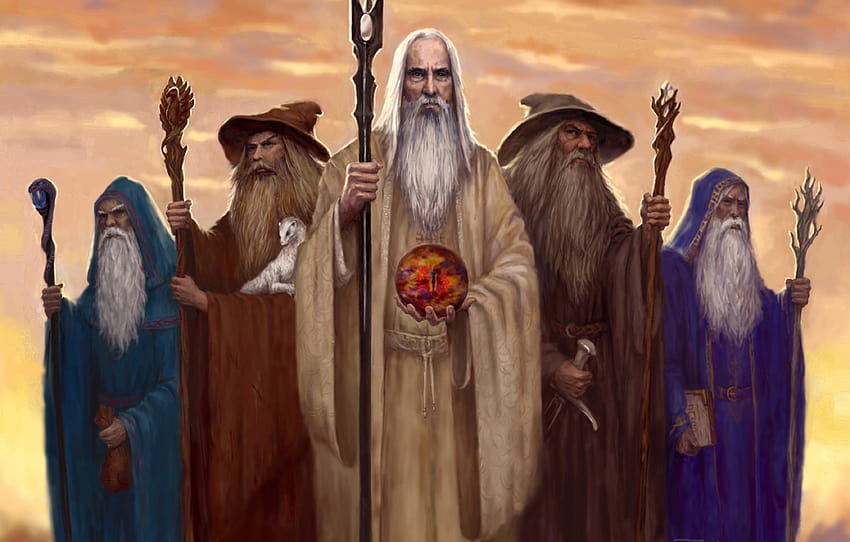 Le Seigneur Des Anneaux, Art, John. R. R. Tolkien, Le hobbit, Gandalf, Saruman, Istar, Alatar, Radagast, Pallando, Mages , section фильмы Fond d'écran HD