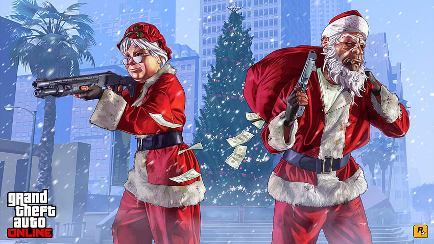 GTA 5 Rifles Shotgun Pistols Christmas Two Winter, mask christmas HD wallpaper
