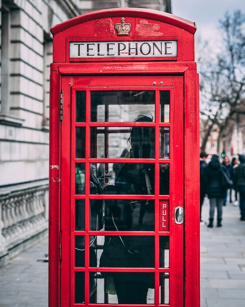 близък план на червена телефонна кабина – Лондон HD тапет за телефон