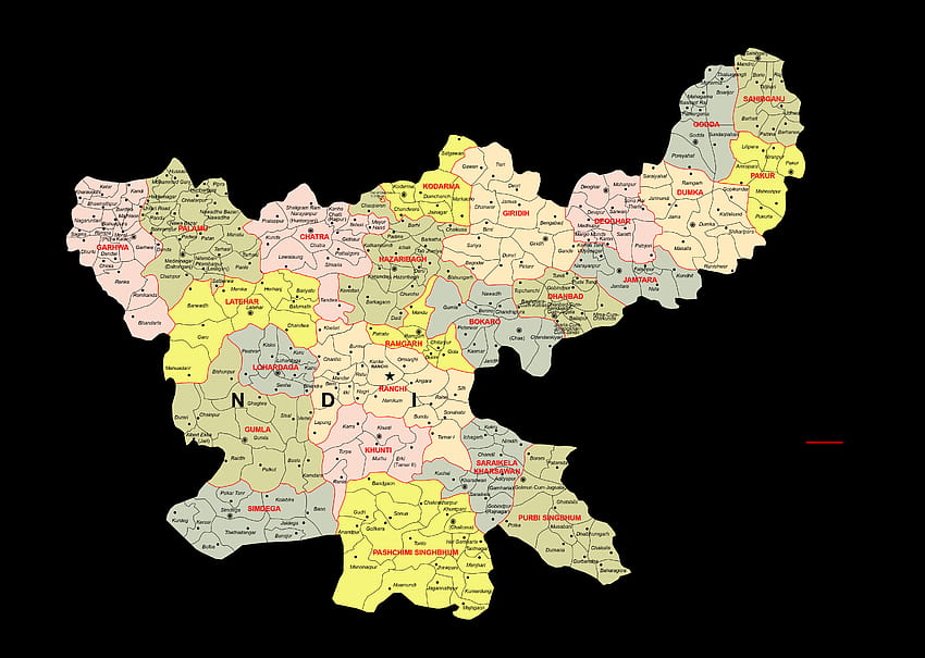 Mapa de alta resolución de Jharkhand, mapa de jharkhand fondo de pantalla