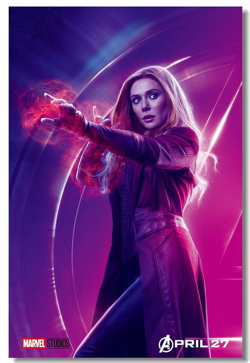 Niestandardowe płótno dekoracje ścienne wojna w nieskończoności avengers plakat Elizabeth Olsen Scarlet Witch Vision naklejki jadalnia, szkarłatna czarownica Endgame Tapeta na telefon HD