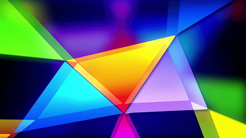 Фонове с абстрактни цветни триъгълници се завъртат в динамичен геометричен, червено-син абстрактен фон HD тапет