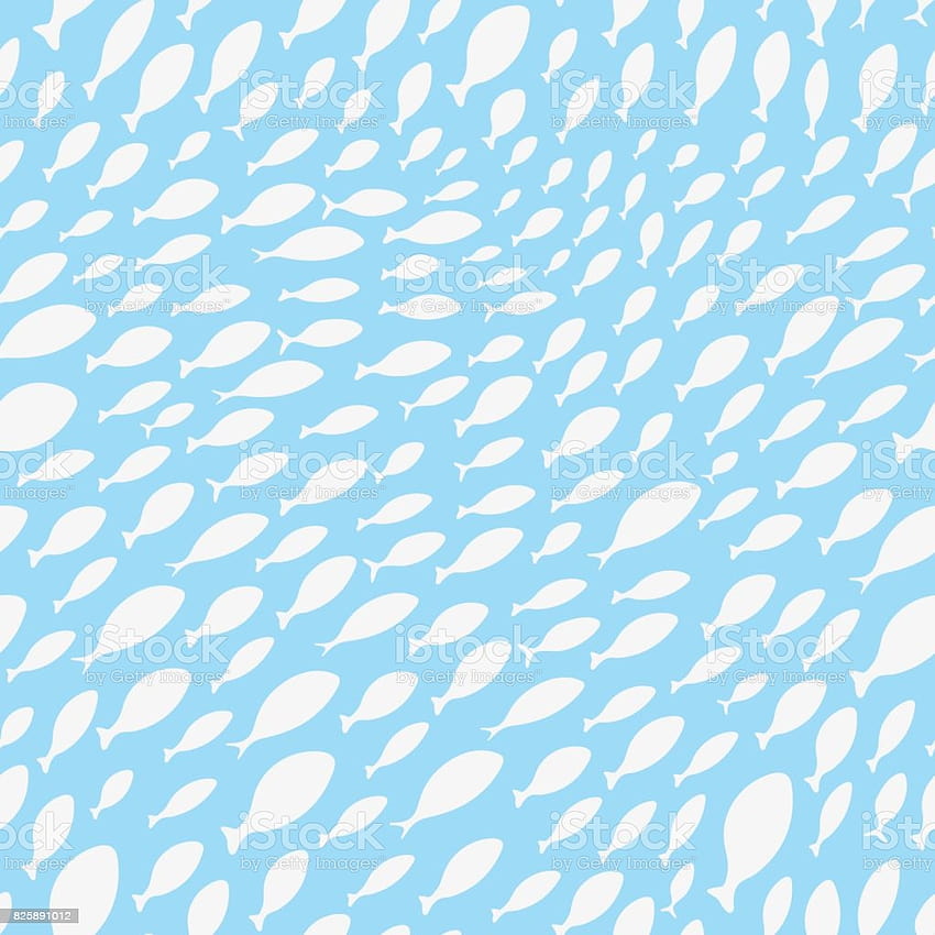 Płynny wzór ze szkołą ryb z sylwetkami małych ryb tekstura z życia morskiego Ilustracji Tapeta na telefon HD