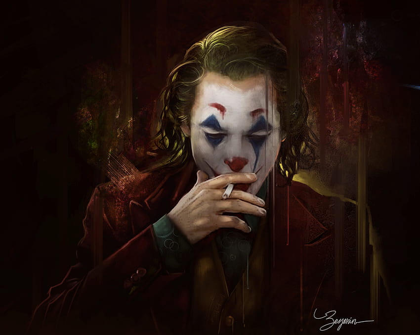 The Joker Smoking a Cigarette HD wallpaper