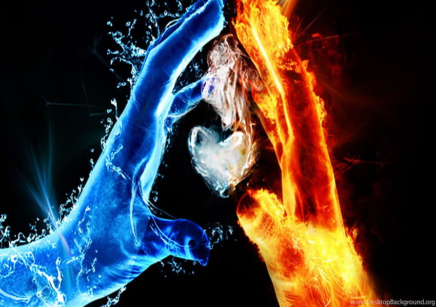 > Cool Fire And Water Backgrounds HD wallpaper