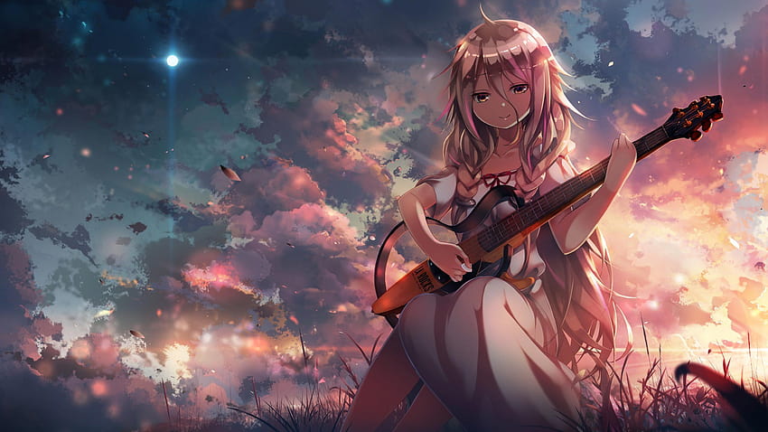 Cute Anime Girl Playing Guitar, Computer, anime guitars HD wallpaper