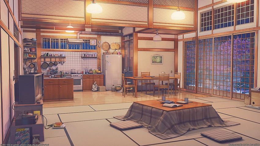 Warm Japanese home, anime kitchen HD wallpaper