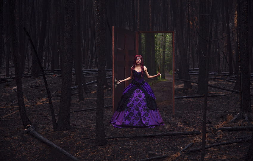forest, girl, dress, the door, Lichon, Queen Beryl , section ситуации HD wallpaper