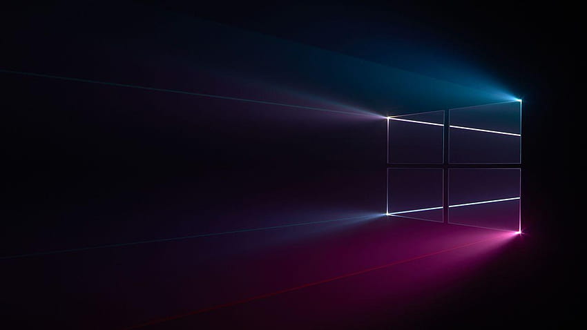 Windows 10, logotipo do Windows, azul, rosa, escuro, tecnologia, azul e rosa papel de parede HD