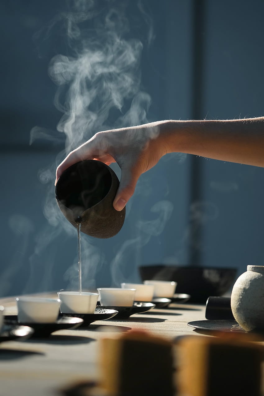 person pouring hot water on white cup – Tea HD phone wallpaper