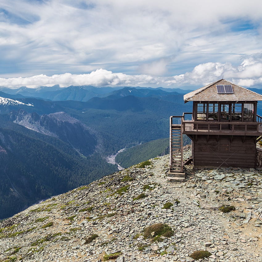 캐스케이드 산맥(Cascade Mountains)의 상징적인 화재 감시 하이킹 11곳, 높은 산 폭포 HD 전화 배경 화면
