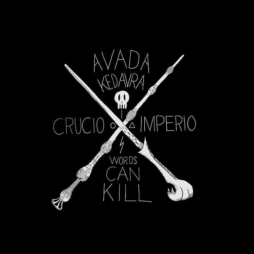 Avada Kedavra Crucio Imperio คำพูดสามารถฆ่าคำสาปที่ไม่อาจให้อภัยได้ Harry Potter Voldemort, เสื้อยืดสตรี วอลล์เปเปอร์โทรศัพท์ HD