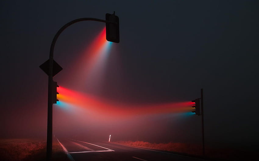 Luces de la calle en la niebla:, farola fondo de pantalla