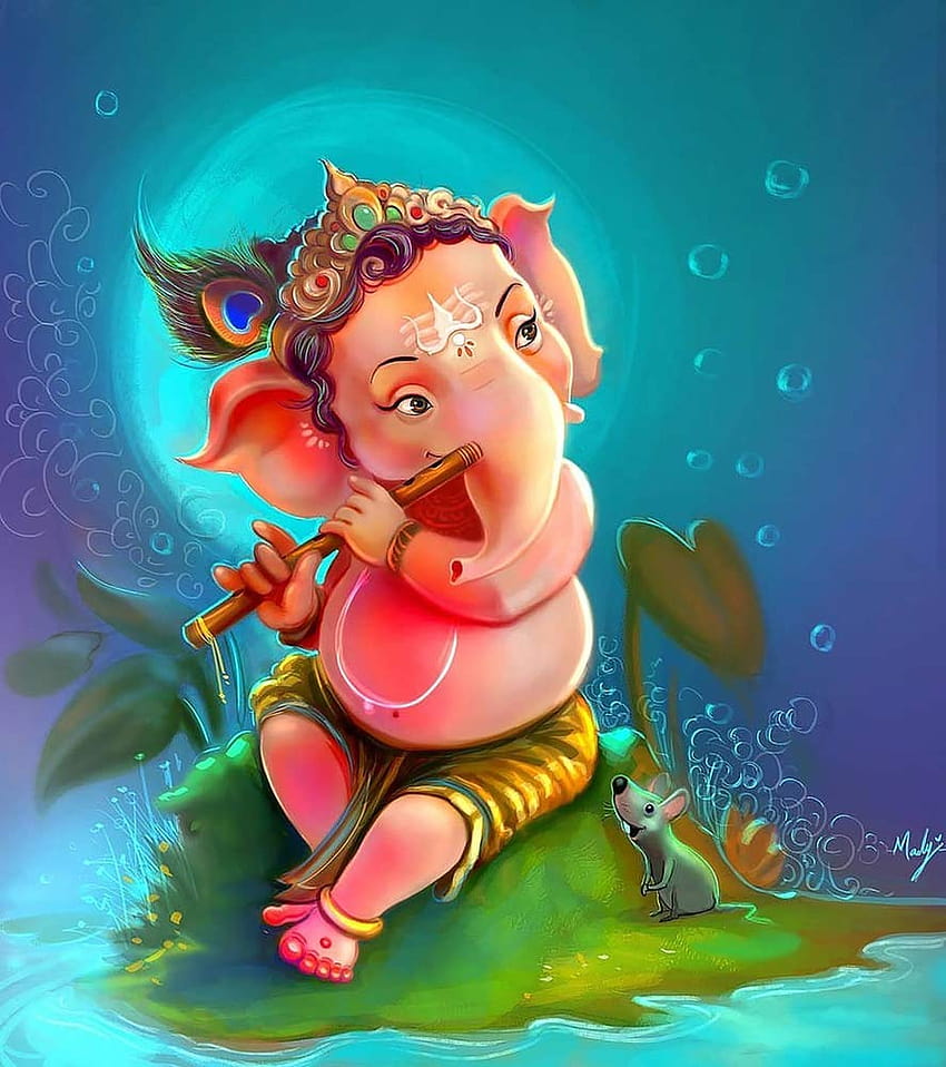 Lord Ganesha Animowany, rysunkowy ganesh Tapeta na telefon HD