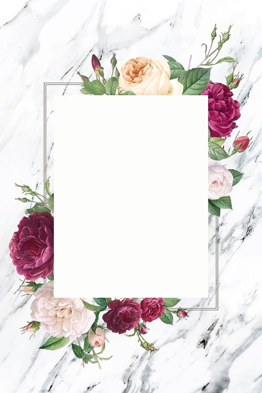 vector premium de marco rectangular decorado con vector de rosas de PLOYPLOY sobre de mármol, invitación en blanco rosa, invitación de boda, flores de boda y marco de boda 596088, invitación de matrimonio fondo de pantalla del teléfono