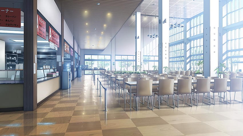 : Anime Okulu Koridoru Arka Planları, anime okulu yemekhanesi HD duvar kağıdı