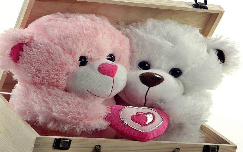 น่ารัก Teddy Bear Love คู่รัก ตุ๊กตาหมีตัวจิ๋ว วอลล์เปเปอร์ HD